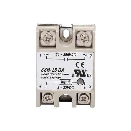 Industrial single phase solid state relay high pressure SSR - 25DA 25A actually 3-32V DC TO 24-380V dc control ac SSR-25DA