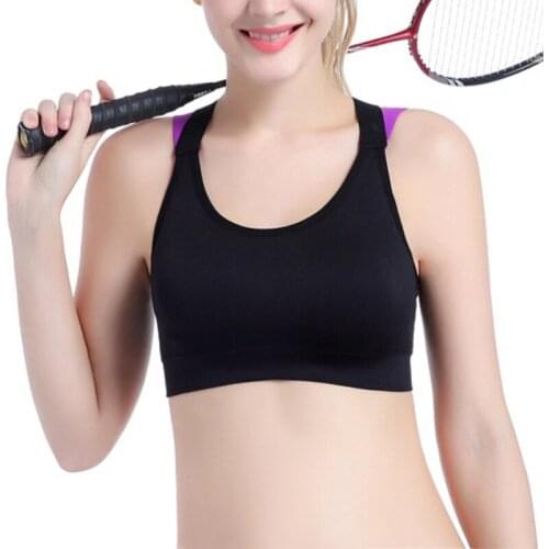 Sports Back Cross Strap Quick Dry Breathable Bra For Women U Neck Push Up High Impact Running Bra For Fitness Gym