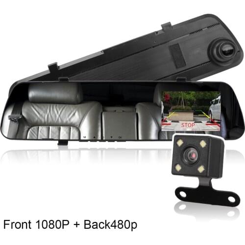Rear View Dual Lens Mirror Dashcam Full HD Cycle Recording Car DVR Dash Camera 4.3 Inch Auto Accessories 1080P&480P