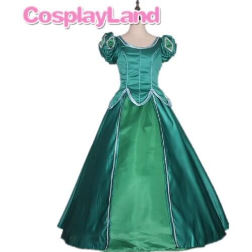 Womens Dress Mermaid Princess Cosplay Costume Custom Made for Halloween Party Green Ariel Fancy Dresses