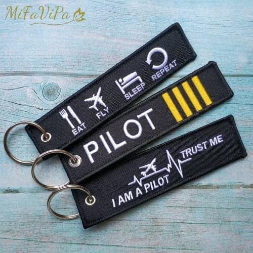 1 PC Fashion Trinket Pilot Keychains Porte Flight Crew Pilot Gift Clef Aviation Key Chain Shinning Gold Color Woven Keyring Tags