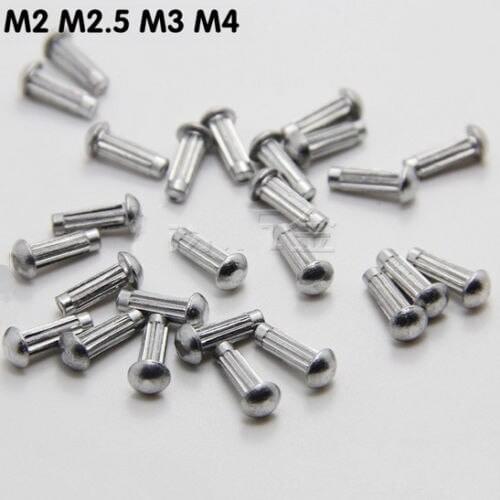 100Pcs M3 x 5mm Half Round Cap Head Aluminum Rivets Knurled Solid Rivet 2-4mm DIA