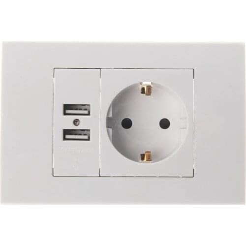2020 New Wall Power Socket Plug 16A EU Standard Electrical Outlet 1000mA Dual USB Charger Port