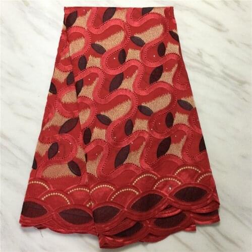 African Lace Fabric New 5 Yards Swiss Cotton Embroidery Guinea Nigerian Material Red Color For Sewing Weddin Dress PL12632