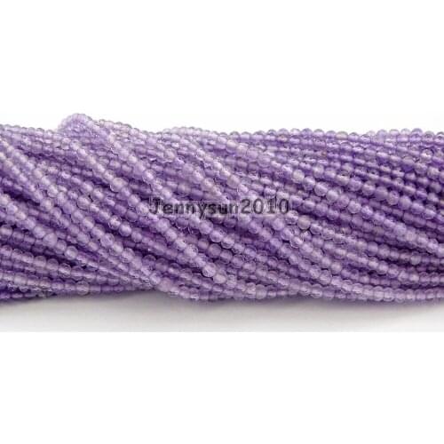 Brilliant Cut Shining Natural Ame-thyst Gems Stones 2mm~2.7mm Faceted Round Beads for Jewelry Making Crafts 2 Strands/Pack