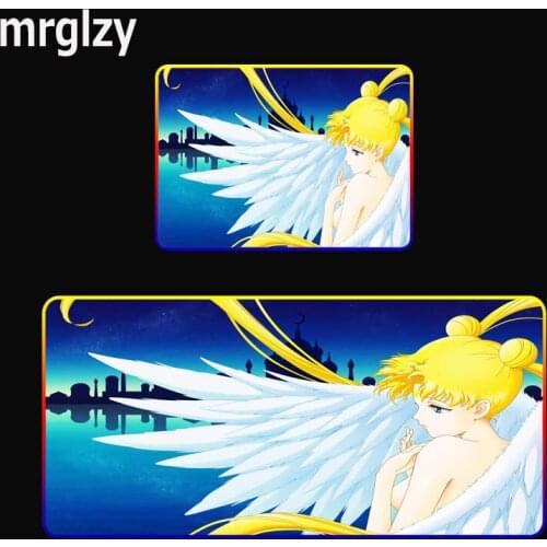 MRGLZY Kawaii girl picture RGB big mouse pad office gaming accessories desk mat LED computer keyboard pad PC non-slip mat