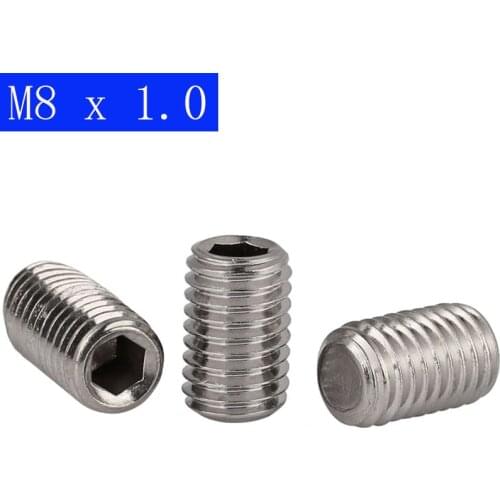 M8 x 1.0mm ( 8mm ) FINE PITCH Grub screws socket SET screws 304 stainless steel DIN 913