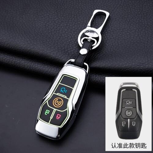 Zinc Alloy Car Key Case For Ford Edge Explorer Fusion Mustang F-150 F-450 F-550 Lincoln MKZ MKC 5 Button Smart Remote Fob Cover