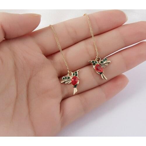 Long Drop Earrings Bird Pendant Tassel Crystal Necklace Earrings Ladies Jewelry Design 2 Colors Hummingbird Earring 2021 new