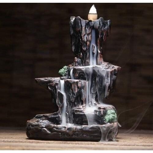Mountains River Waterfall Incense Burner Fountain Backflow Aroma Smoke Censer Holder Office Home Unique Crafts