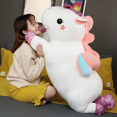 40-80cm Giant Lovely Rainbow Unicorn Plush Toys Soft Cute Animal Doll Stuffed Fly Horse Pillow for Baby Kids Girls Birthday Gift