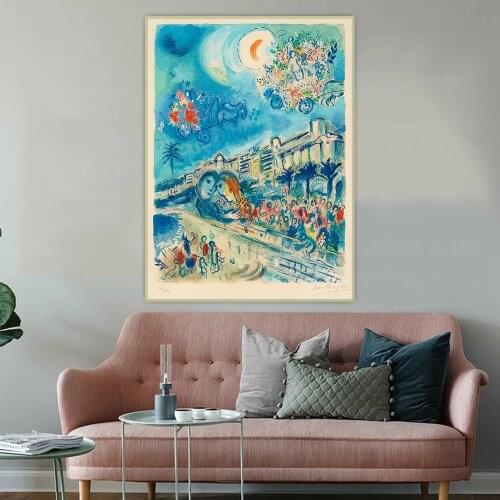 Canvas Oil Painting Marc Chagall"Carnaval Of Flowers"Surrealism Aesthetic Western Art Decor Wall Art Home Interior Decoration
