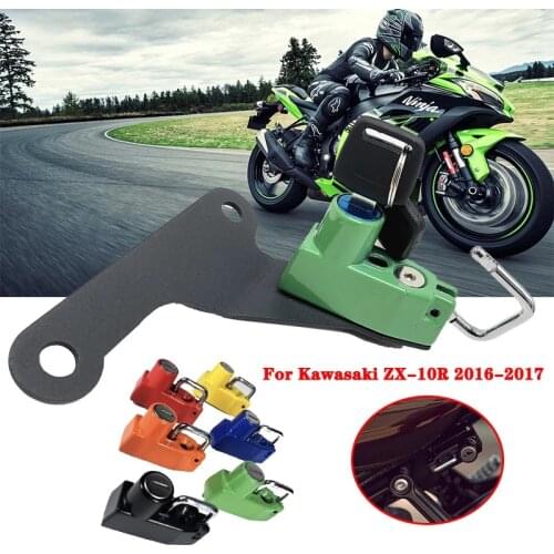 Black Green Blue Red Helmet Lock Kit Aluminum with 2 Keys fits For Kawasaki ZX-10R ZX10R ZX 10R 2016 2017 Motorcycle Accessories