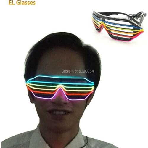 Colorful Christmas Decorative Neon EL Night Glowing Glasses Iridescence Light Up Men Sunglasses Party Rave Eyewear