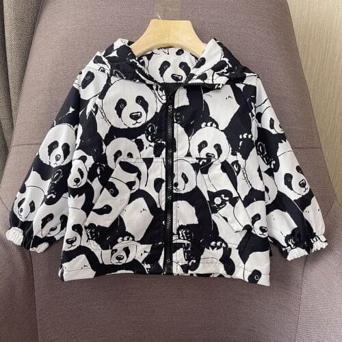 Panda Jacket Spring Autumn Coat Girls Kids Outerwear Teenage Top Children Clothes School Long Sleeve High Quality