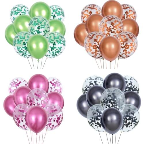 10pcs Metallic Colors Latex Balloons 12inch Confetti Air Balloons Inflatable Ball For Birthday Wedding Party Balloon Supplies