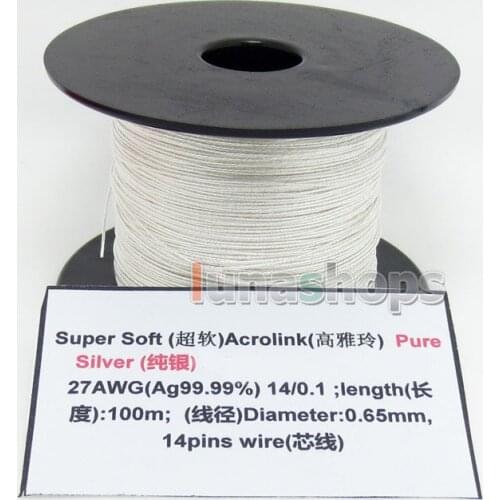 LN004490 5m 27AWG Acrolink Pure Silver 99.9% Signal Wire Cable 14/0.1mm2 Dia:0.65mm For DIY