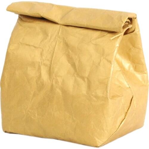 Reusable Brown Paper Lunch Bags Insulated Lunch Box DuPont Paper Aluminum Film Picnic Ice Bag Waterproof Bag