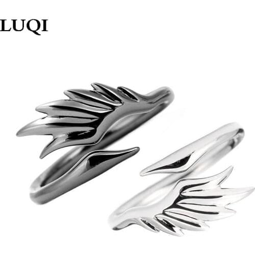 Fashion Personality S925 Silver Plated Platinum Swan Wing Couple Open Rings J-0494