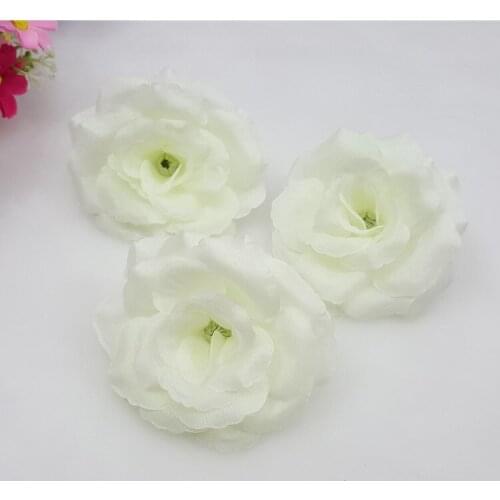 Can Mix Color! 10PCS/Lot 8CM Beige Artificial Rose Silk Flower Heads Decorative Flowers for Wedding Party Banquet Decoration