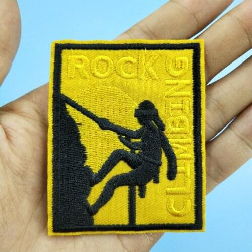 Rock Climbing (Size:7x5.6cm) Outdoor Extreme Sports Explore Patch Iron on Badge Applique for Bag Backpack Clothing Sticker