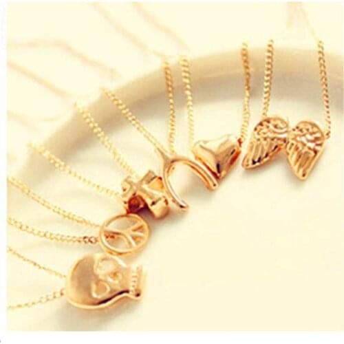 #NL045) 2016 new arrive casual womens pendant necklaces cute small heart skeleton butterfly wing style necklace alloy jewelry