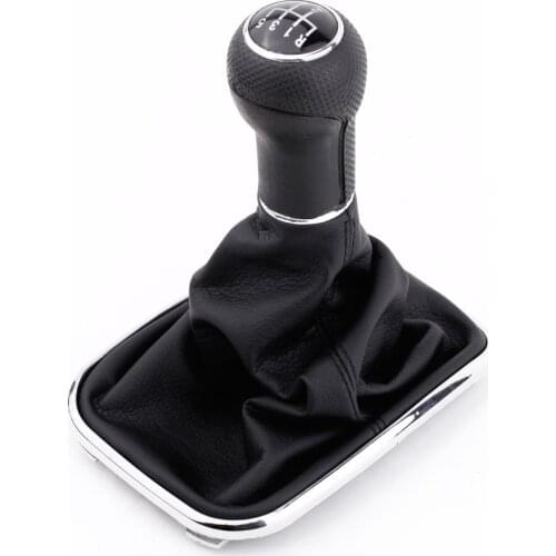 New 5 Speed Gear Shift Knob Lever Shifter Gaitor Boot Black PU Leather for VW Golf Bora Jetta MK4 1999-2004 Car Styling