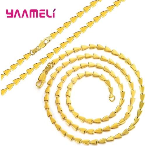 Wholesale New Fashion 3MM Width Golden Tapered Necklace Clavicle Chain For Women Girls Wife Elegnat Female Jewelry Free Shipping