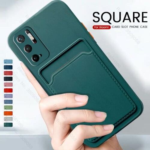 Poko M 3 Pro Case Card Slot Holder Square Silicone Phone Coque For Xiaomi Poco M3Pro M3 Pro 5G M2103K19PG Camera Protector Cover