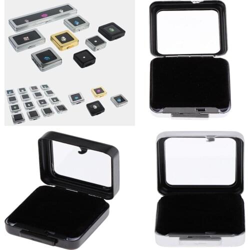 Clear Square Diamond Display Case Small Jewelry Storage Organizer Container