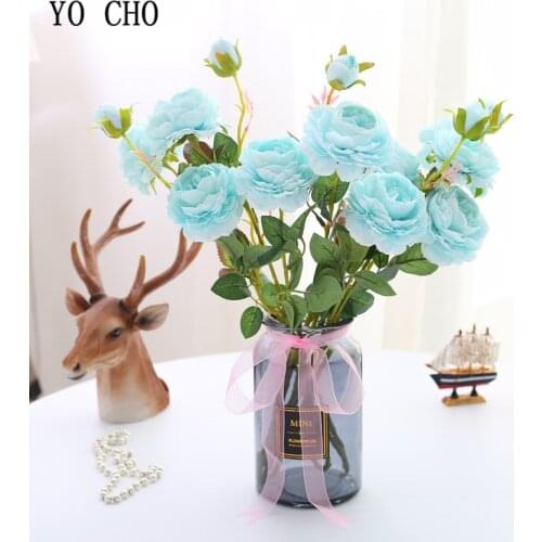 Dropshipping 3 Head Peony Artificial Flower Wedding Centerpieces Silk Peony Bud Wedding Decor Party Home DIY Decoration