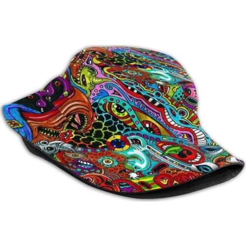 Psychedelic Abstract 8 Korean Caps Funny Beach Bucket Hats Psychedelic Dmt Drug Acid Abstract