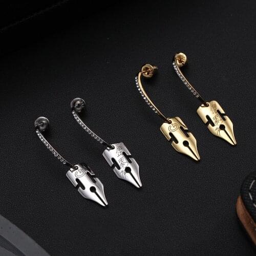 Anime jojo bizarre adventure Rohan Kishibe Pen Nib Earring 925 Sterling Silver Earstuds Ear Rings Cosplay Accessories Jewelry
