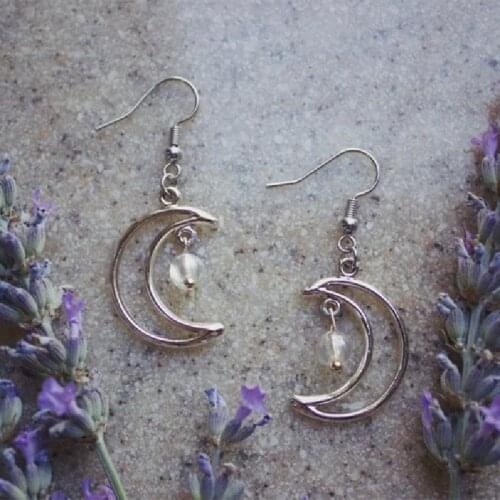 Crescent Moon Dreamland Earrings Phase Boho Witchy Brass Hippie Fashion Jewelry Women Gift Girlfriend Drop Metal Statement