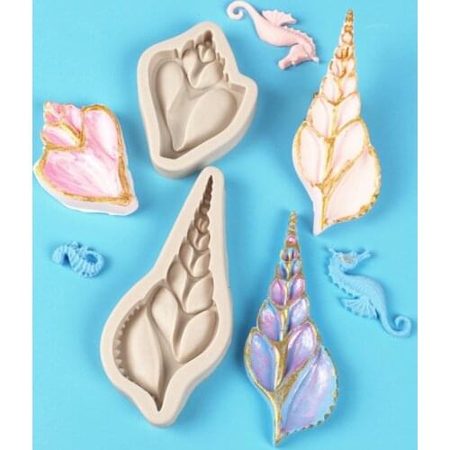 Silicone Mold Conch Sea Horse Sugarcraft Cupcake Chocolate Baking Mold Fondant Cake Decorating Tools