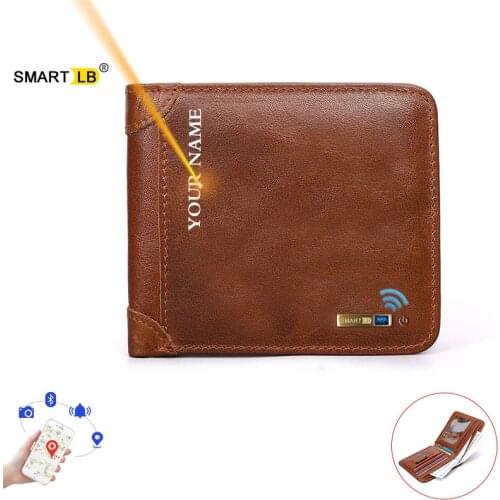 Smart Wallet Genuine Leather Crazy Horse man Wallets short luxury brand high quality Free engraving mens wallet