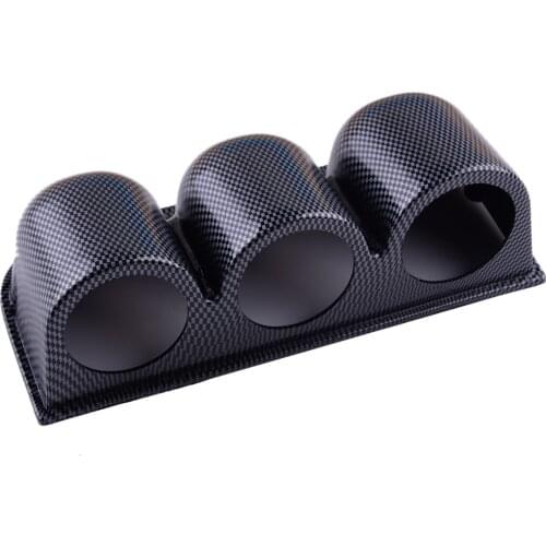 Universal Carbon Fiber Texture Black 2" 52mm 3 Triple Holes Dash Car Gauge Meter Pod Mount Holder Car