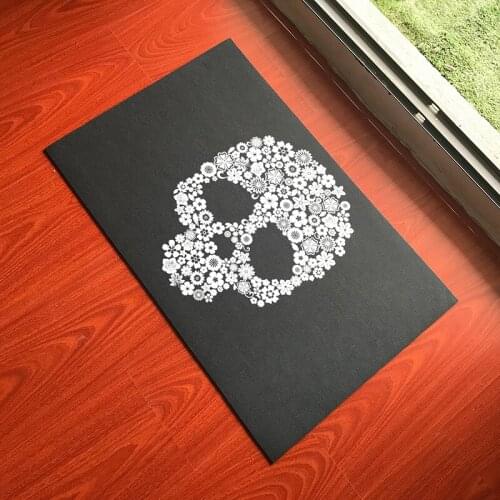 Punk Style Entrance Floor Mat Skull Halloween Decoration Rubber Flocking Bathroom Kitchen Flooring Carpet Living Room Rugs