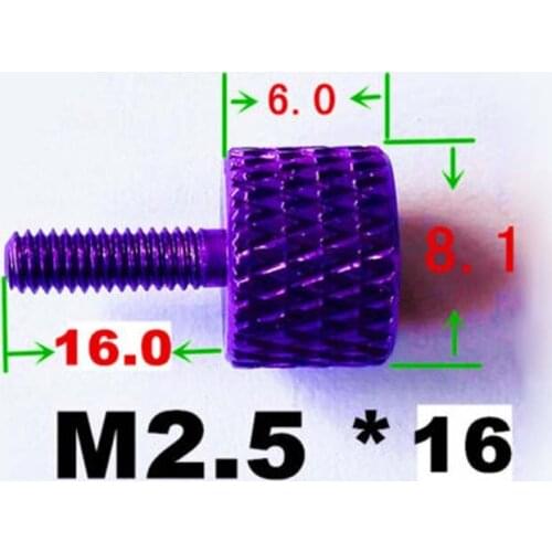 M2.5x12/16mm Thumb Knurled Screws Multicolour Adjust Bolts Screw Aluminum alloy 3PCS