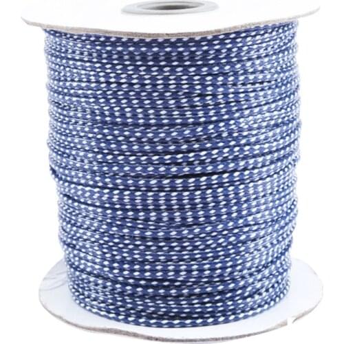 2mm Navy Blue+White Korea Polyester Waxed Wax Cord String Thread+Jewelry Findings Accessories Bracelet Necklace Rope 100yards