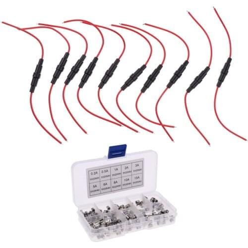 High Quality Durable 10Pcs 22 AWG Holder Inline Screw Type Glass Fast Blow Fuse