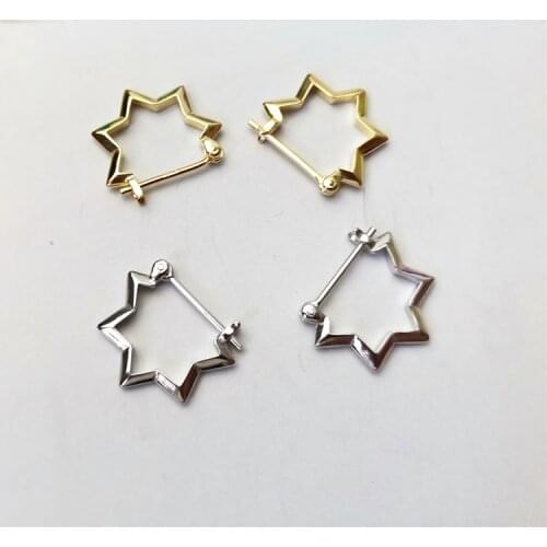 WTLTC Real 925 Sterling Sliver Star Hoop Earrings for Women Minimal Ear Piercing Earrings Punk Style Charms Earrings Hoops