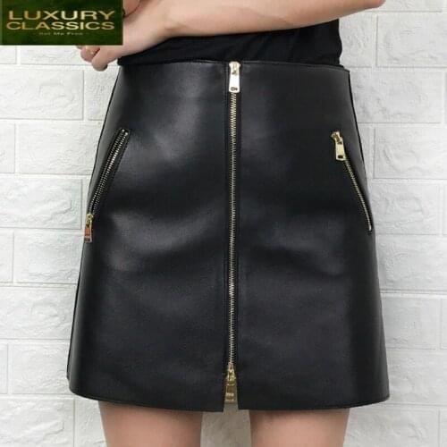 Womens Spring Mini Skirts Genuine Leather Skirt Real Sheepskin Short Skirt Elegant Clothes Faldas Mujer Moda 2021 LWL1605