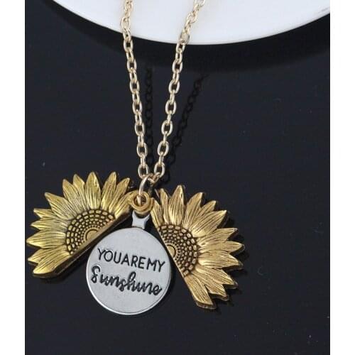 You Are My Sunshine Sunflower Necklaces For Women Rose Gold Silver Color Long Chain Sun Flower Female Pendant Necklace Jewelry