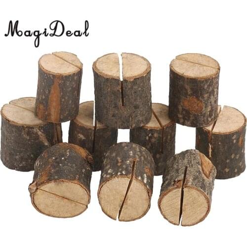 10Pcs Rustic Wooden Card Holder Photo Clip Wedding Place Card Table Decor