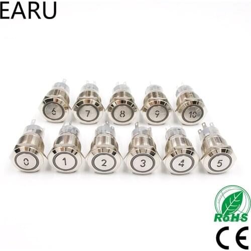 19mm Momentary Reset Waterproof Metal Push Button Switch Led Number Letter 0 1 2 3 4 5 6 7 8 9 10 Elevator Lift Custom-made