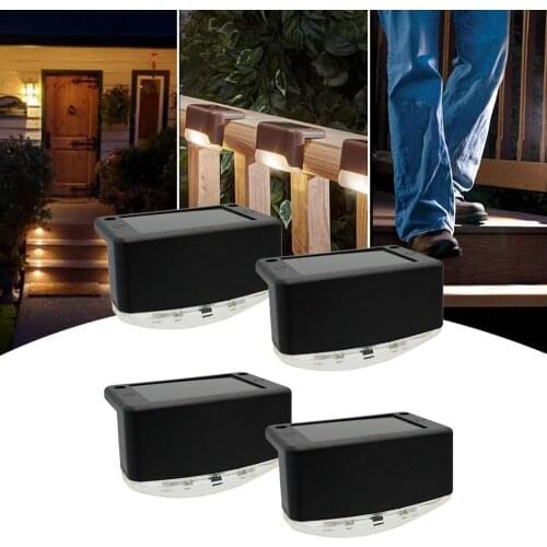 4pcs LED Solar Lamp Path Stair Outdoor Waterproof Wall Light Garden Landscape Step Stair Deck Lights Balcony Fence Solar Light