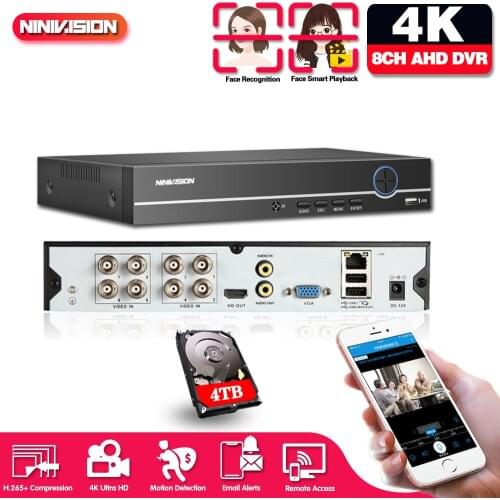 4K 8CH AHD DVR NVR Recorder Face Detection Surveillance Video Recorder 8 Channel Digital Video Recorder For AHD Camera Kit