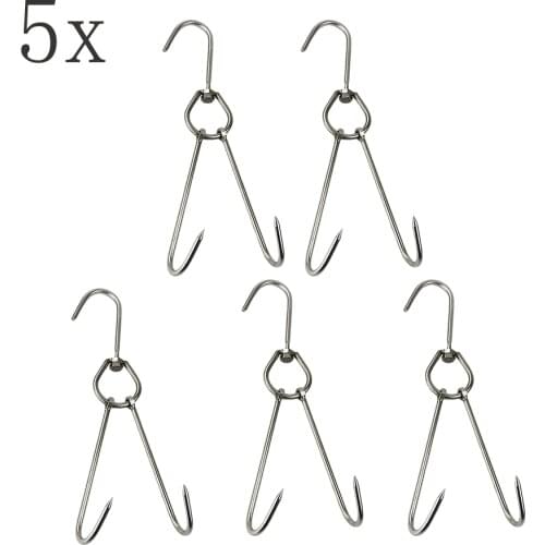 5x Chef Kitchen Tools Hanging Hooks Metal Utility Hooks- Butcher Meat Hangers for Bacon Sausage Smokers