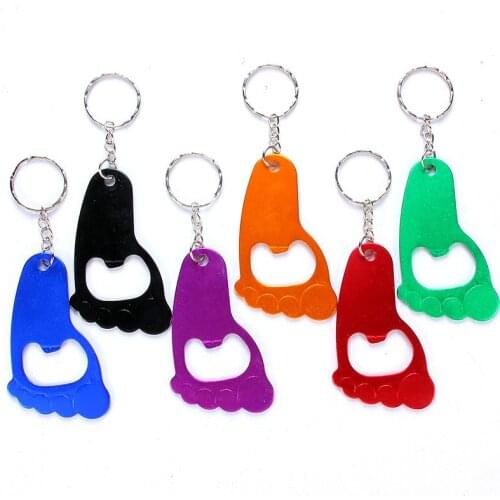 6pcs/set New Fashion Creative Colorful Model Foot Bottle Opener Keychain Popular Versatile Metal Key Ring Key Chain Jewerly